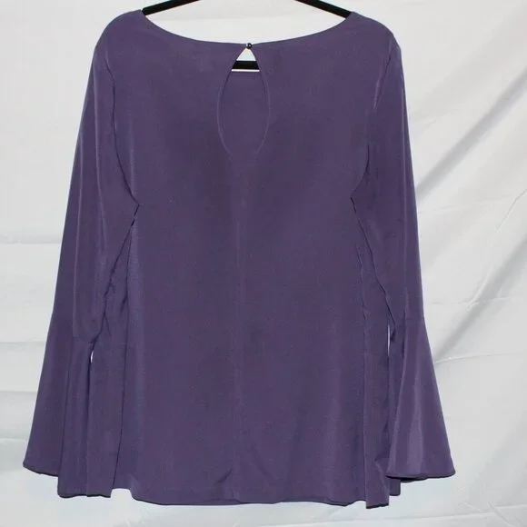 ECI, Long Sleeve Bell Cuff Blouse, XL, Purple Eggplant, Polyester, Lightly Used - Picture 2 of 7